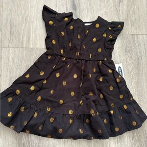 Old Navy Black Dress with Gold Polka Dots